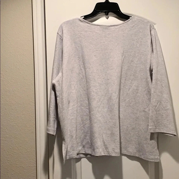 Alfred Dunner Light Grey 3/4 Sleeve Crewneck Top - Picture 3 of 9